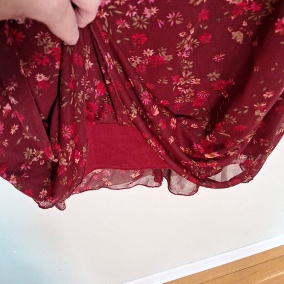 Vintage 90s Grunge Floral Mesh Babydoll Bell Sleeve Empire Waist Dress Women M - Picture 9 of 10